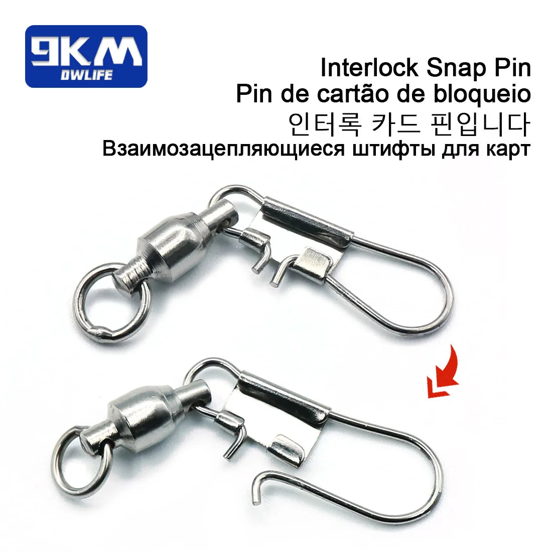 20~100Pcs Snap Fishing Swivels Ball Bearing Interlock Snap Pin Stainless Steel Fishing Accessories Fishing Lures Pin Connector