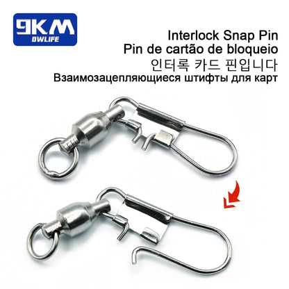 20~100Pcs Snap Fishing Swivels Ball Bearing Interlock Snap Pin Stainless Steel Fishing Accessories Fishing Lures Pin Connector