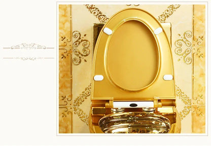~Venta caliente de artículos sanitarios dorados para baño, inodoro de cerámica de una pieza montado en el piso, chapado en oro