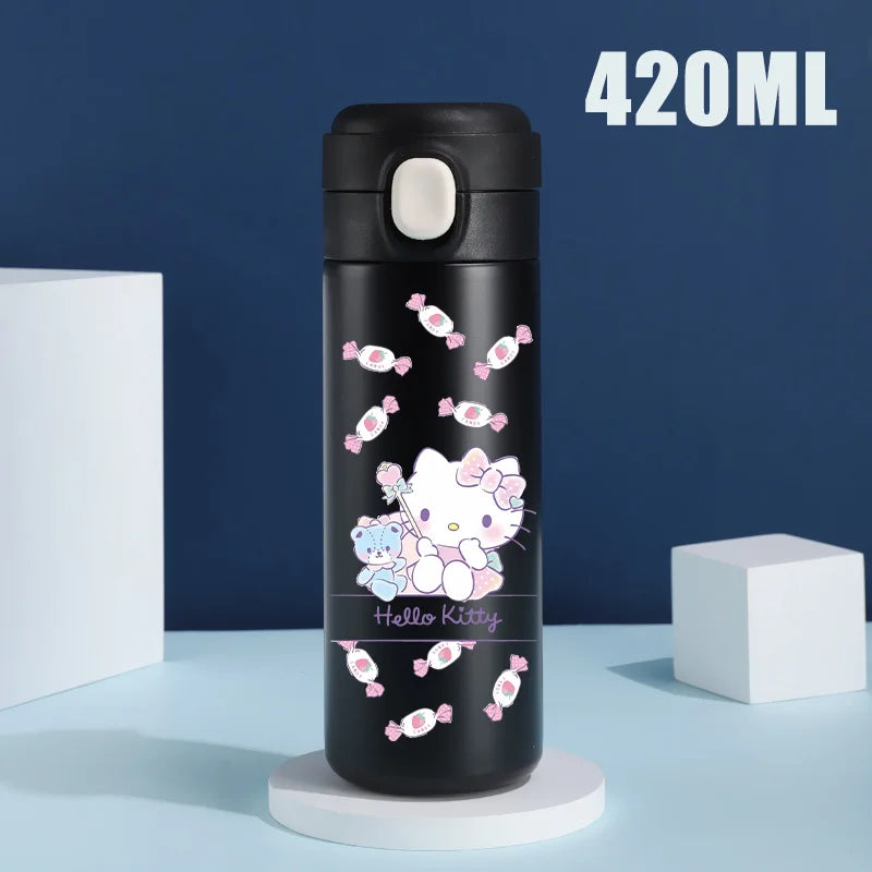 Sanrio 420 ML Thermos Mug Hello Kitty Cartoon 304 Stainless Steel Portable Water Cup Travel Water Bottle Kawaii Cups Kids Gifts