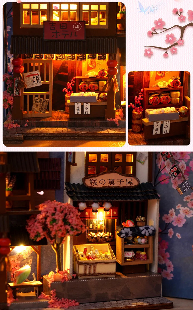 3D Wooden Puzzle DIY Book Kit Bookend Shelf Insert Alley Miniature Dollhouse Model Building Set Craft for Home Decoration P541