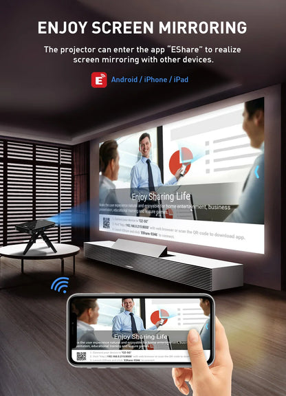 Portable mini projector android 9 1G 8G HD-MI input 3D 4K movie projector P09-II with mirroring DLP projector