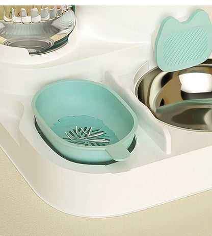 Comedero automático para gatos, cuenco de comida para gatos de gran capacidad con fuente de agua, dispensador para perros pequeños y gatos, contenedor de almacenamiento de alimentos