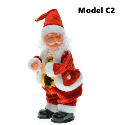 30cm New Year Christmas Ornaments Electric Santa Claus Doll Musical Dancing Gifts For Child Home Decorations Crafts