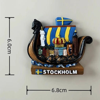 Sweden Fridge Stickers Stockholm Souvenirs Home Decoration Refrigerator Magnets Wedding Gifts Photo Wall Magnetic Stickers