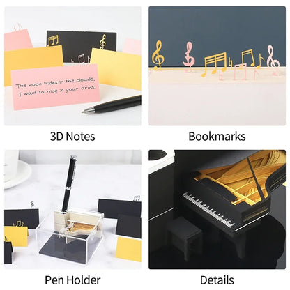 3D Piano Table Calendar Memo Pad Creative Exquisite Handicrafts Souvenirs DIY Desk Decoration New Year Gift for Office School