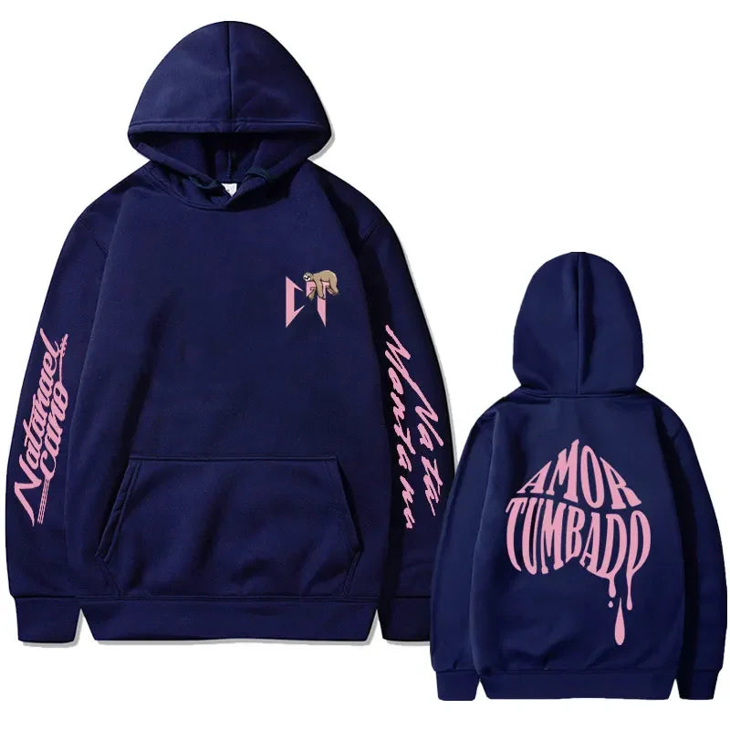 Singer Natanael Cano Amor Tumbado Pink CT Sloth Print Hoodie Men's Fashion Casual Sweatshirt Male Hip Hop Oversized Streetwear