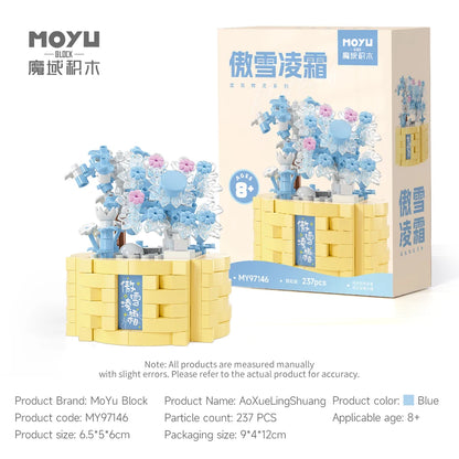 Potted Flower Basket Building Blocks Creative Bonsai Plant Bouquet Model Bricks Diy Home Decoration Kids Toy Girls Holiday Gifts