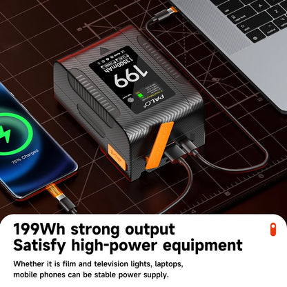 PALO BP-99 BP-199 V Mount Battery Power Bank 14.8V V Lock V Shape Li-ion Battery PD Fast Charging for cameras smartphones laptop