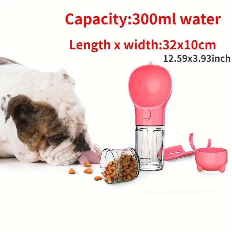 Botella de agua portátil multifunción para perros, comedero para mascotas, cuenco para beber de viaje, dispensador de excrementos, botella de agua para cachorros a prueba de fugas