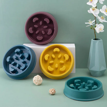 Pet Dog Bowl Slow Food Feeder Non-slip Anti Choking Cat Thickened Plastic Plate Bowls Healthy Anxiety Relief Dish Pet Supply