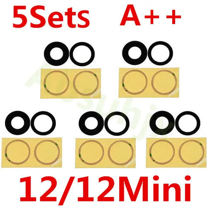 Absuhjx 5sets A++ Back Camera Glass Lens for iPhone 11 12 13 Pro Max 13Mini 14 14Plus X XS XR Rear Cam Holder
