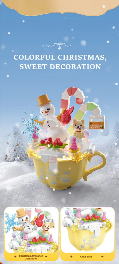 SEMBO Fantasy Christmas Tree Light Music Box Building Blocks MOC Sweet Cake Cup Model Bricks Toys Romantic Gifts for Girlfriend