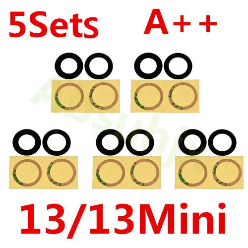 Absuhjx 5sets A++ Back Camera Glass Lens for iPhone 11 12 13 Pro Max 13Mini 14 14Plus X XS XR Rear Cam Holder