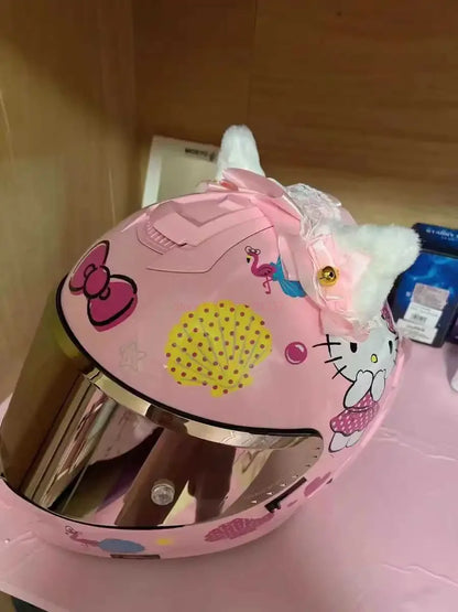 Sanrio Kuromi Cartoon Motorcycle Helmet Fashion Hello Kitty Scooter Helmet Cute High Quality Cute Helmet Four Seasons Gift