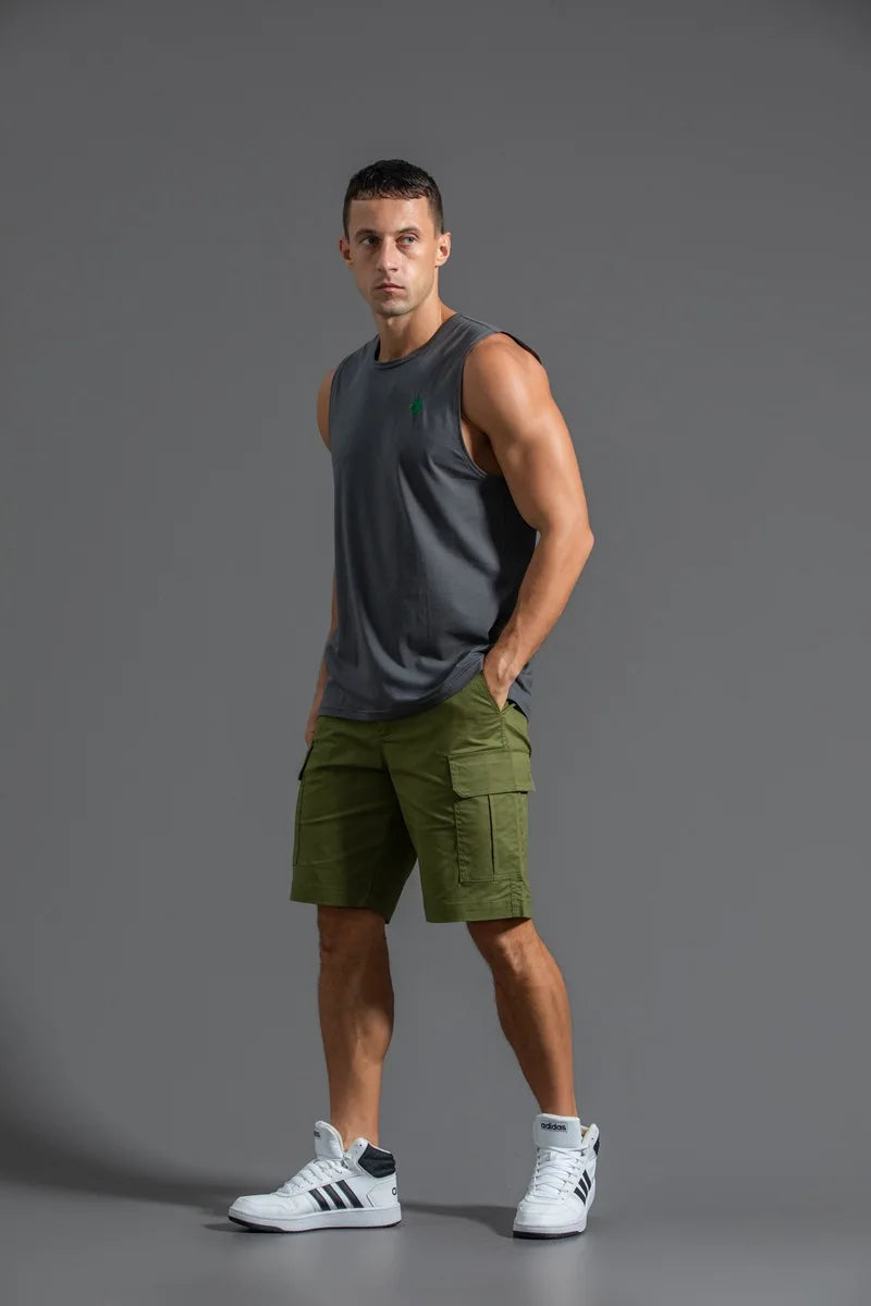 Plus Size Men's Sport Fitness Vest Cotton Trendy Sleeveless T-Shirt Shoulder Vest Casual Top Clearance Special Price