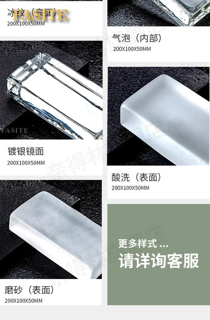 Ultra White Series Solid Hot Melt Crystal Brick Glass Brick Partition Wall Transparent Square