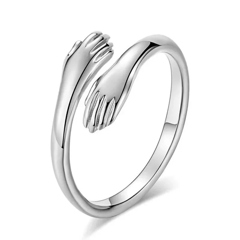 Romantic Couple Rings Women Men Adjustable Opening Forever Love Hug Lover Rings Valentine's Day Gifts Creative Jewelry Rings