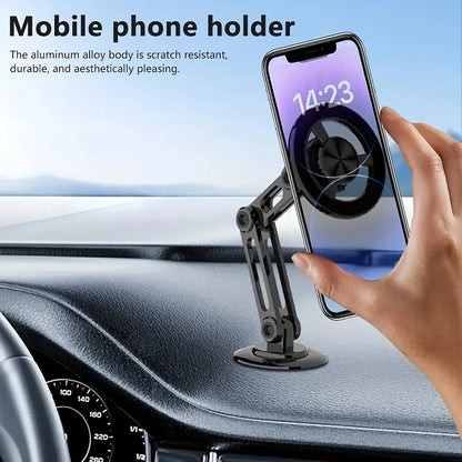 Aluminum alloy magnetic car phone holder, universal 360 ° rotatable shock-absorbing telescopic folding phone holder Accessories