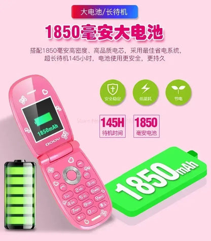 Sanrio Hello Kitty Flip Phone New Cartoon Cute Children White Pink Kawaii Mini Phone Children Birthday Gifts Fashion Model Toys
