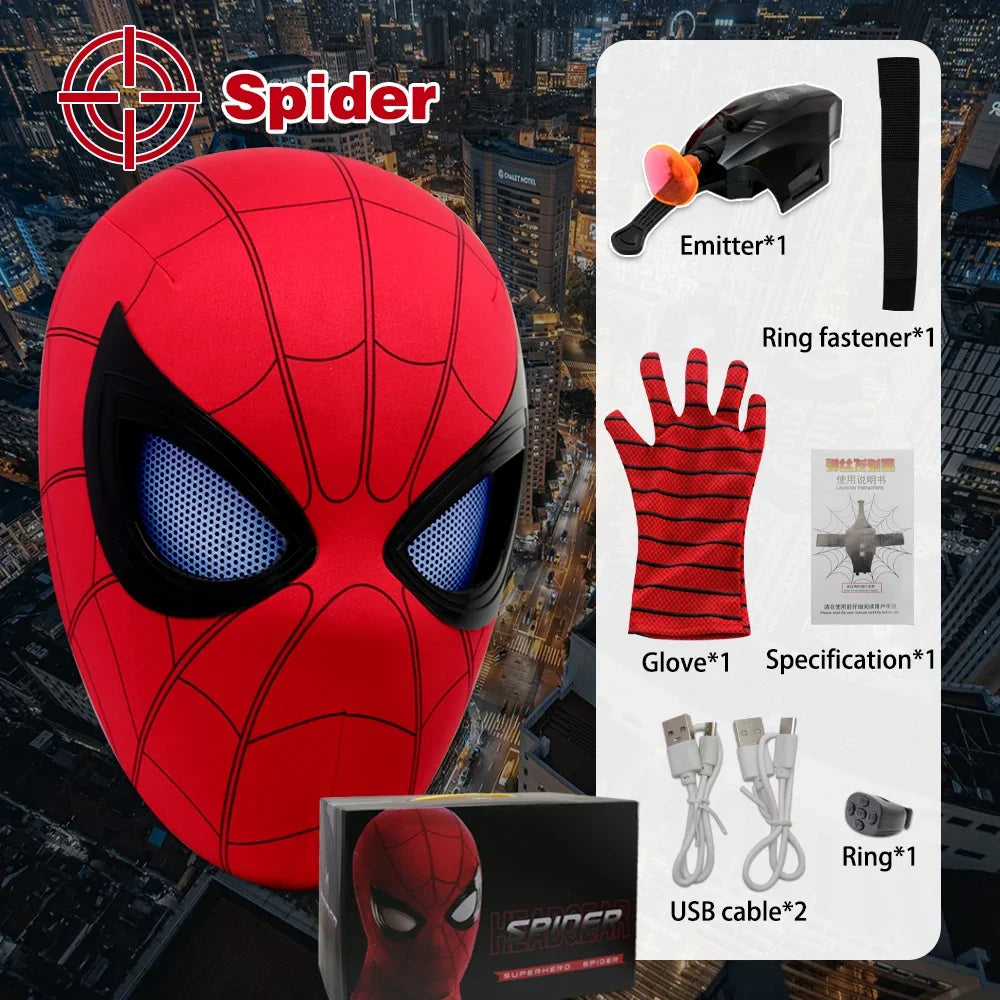 Spiderman Toy Mask Eye Movable Launcher Soft Bullet Gun Suction Cup Ejection action figure spider man Masks Kids Christmas Gifts