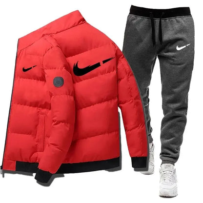 2024 Winter Casual Men's Sports Set 2-piece Set Letter Printed Fashion Brand Jacket+Sports Pants 2-piece Set