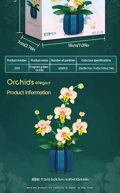 ToylinX 616PCS Orchid Flower Building Set, Building Plant Decor Flower Botanical Series for Home, Christmas Present Gift for Kid