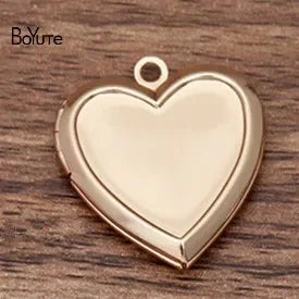 BoYuTe (10 Pieces/Lot) Fit 16MM Heart Cabochon 22*5MM Metal Brass Heart Shaped Memory Locket Can Insert Photo Locket Pendant