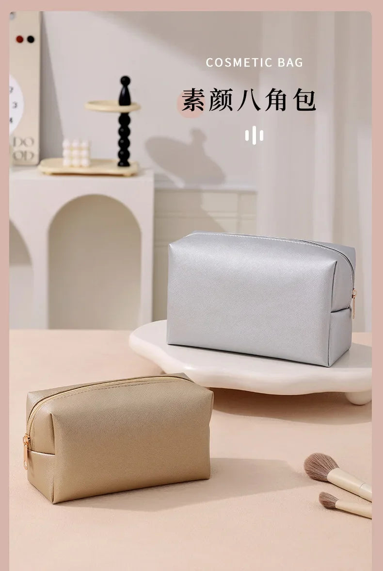 Small Makeup Bag PU Leather Travel Cosmetic Pouch Toiletry Bag for Women Portable Water-Resistant  Personalized Embroidery