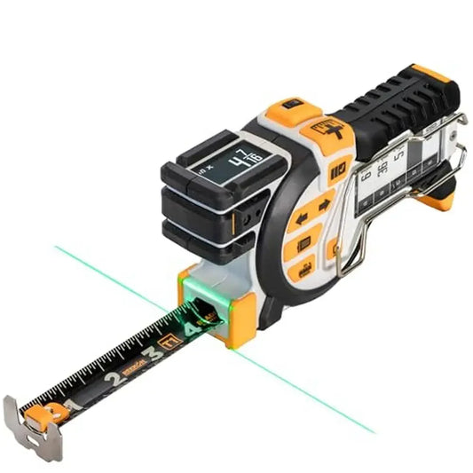 Tomahawk Digital Tape Measure Green Laser E-Paper Display Measuring Tool Contractor Grade Rock App Compatible Fast Action Menu