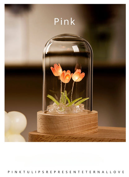 Tulip Night Light Tulip Flower Table Lamp DIY Simulation Tulip LED Night Light Handmade Bedside Light Christmas New Year Gift