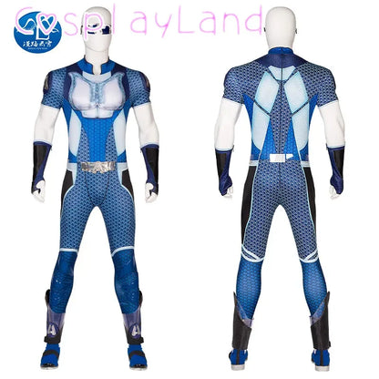 The Boys A-Train Cosplay Costume Halloween Carnival High Quality Hero Reggie Franklin Battle Outfit With Boots Printing Jumpsuit