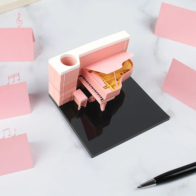 3D Piano Table Calendar Memo Pad Creative Exquisite Handicrafts Souvenirs DIY Desk Decoration New Year Gift for Office School