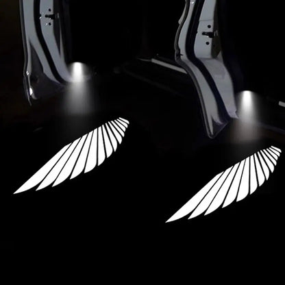 2Pcs HD Car Angel Wings Lights LED lights Automatic Sensing Wireless Car Door Lights Welcome Courtesy Shadow Projector Lamp