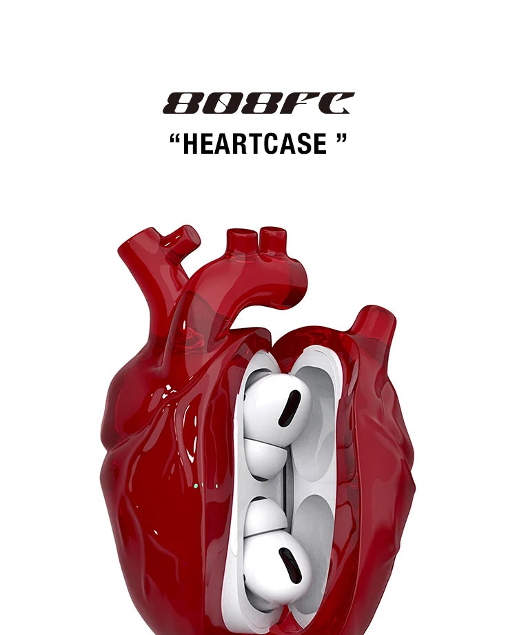 Airpods Earphone Case Original Design Transparent Red Heart Earphone Protective Cover Liquid Silicone Arpods 3 Protective Cover