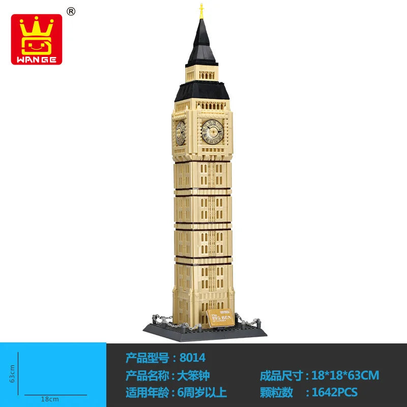 Wange Blocks World Architecture Building Bricks Castle Villa House Big Ben Church DIY Toys for Man Gifts Girl Adult Present