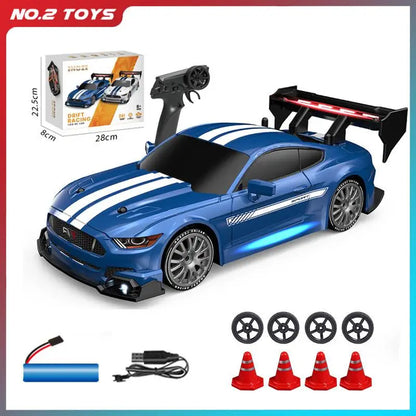 1:24 Coche de derrape RC de alta velocidad Mustang 4WD Coche de carreras de control remoto Regalo Coche de carreras de competición Juguete para niños Neumático reemplazable