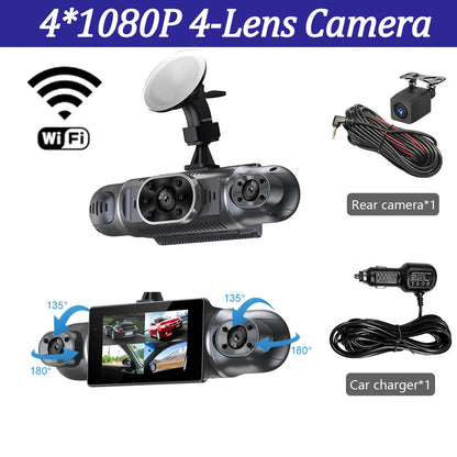 4*1080P 4 Channel Dash Cam for Cars WIFI 360 Video Recorder Rear View Camera for Vehicle Car DVR 24H Hardware Kit Car Assecories