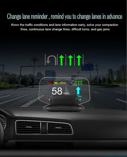 C1 Car Navigation Projection HUD Head Up Display Speedometer  Multiple Interfaces Car Accessories on Screen Overspeed Alarm
