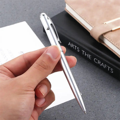 School Creative Drawing Magic Writing Silver Stationery Invisible Ink Pen UV Light Pen Ballpoint Pens Magic Secret Pen