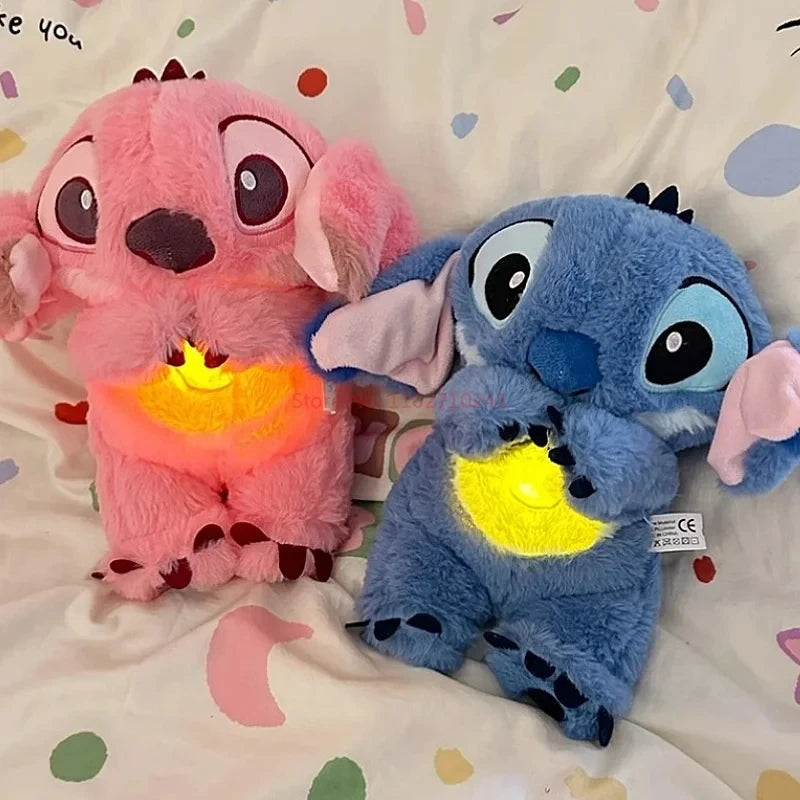 Stitch Kawaii Plush Doll Baby Sleeping Companion Sound Soothing Musical  Kawaii With Air Bag and Light Doll Breathing Gifts Toys