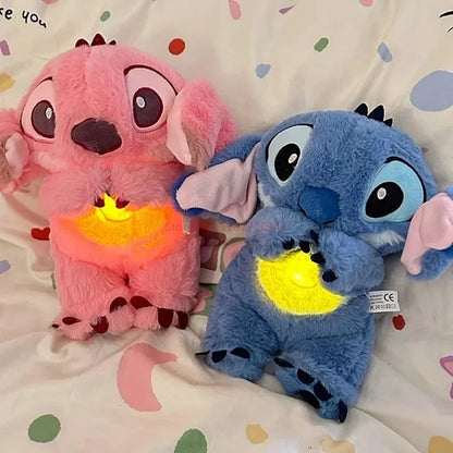 Stitch Kawaii Plush Doll Baby Sleeping Companion Sound Soothing Musical  Kawaii With Air Bag and Light Doll Breathing Gifts Toys