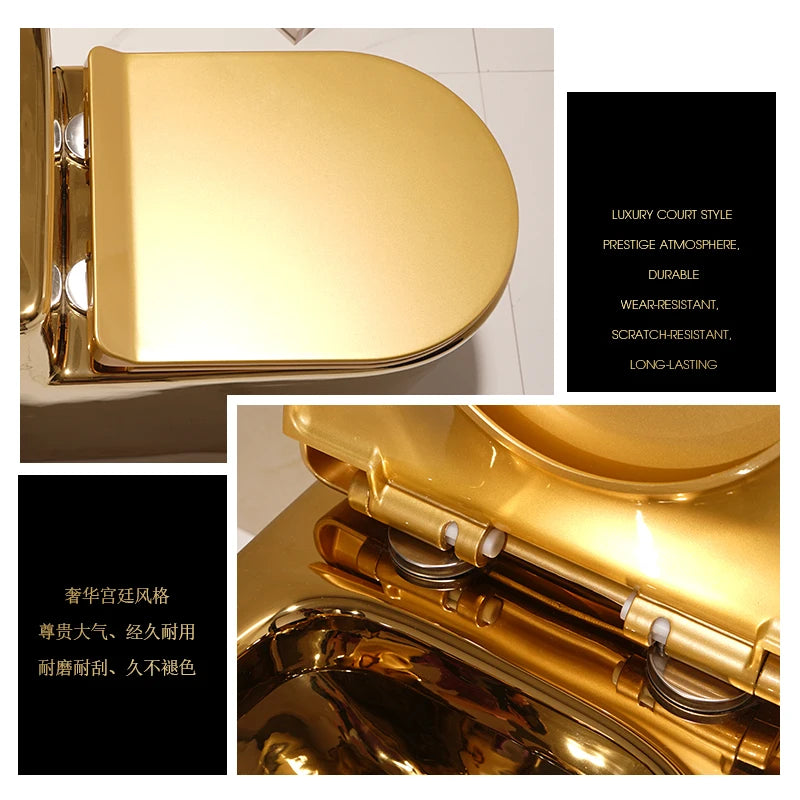 4D rotary flush color gold water-saving and deodor-proof toilet color tyrant gold toilet