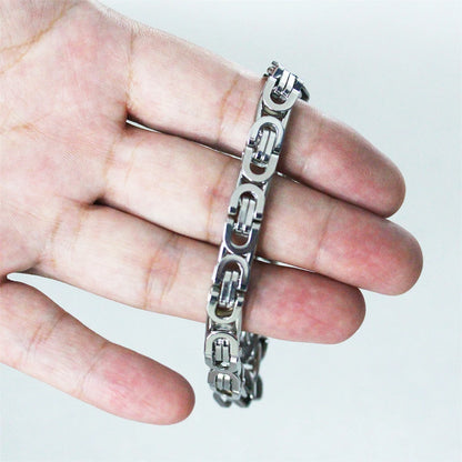 8MM Men's Thick Stainless Steel Byzantine Box Chains Jewelry Silver Color Male Chain Bracelet for Husband Boyfriend Gift