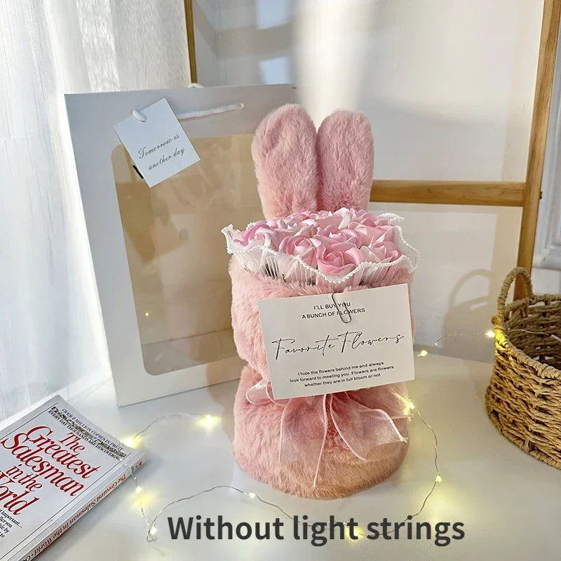 Rabbit Soap Flower Bouquet Valentine's Day Gifts Artificial Flower Bouquet for Party Supplies Bouqet Flowers Home Decoration