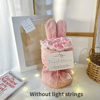 Rabbit Soap Flower Bouquet Valentine's Day Gifts Artificial Flower Bouquet for Party Supplies Bouqet Flowers Home Decoration