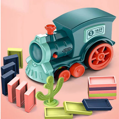 60-Piece Automatic Domino Train Set: Educational Toy for Early Learning Creative Play Gifts for Children's Fun and Development