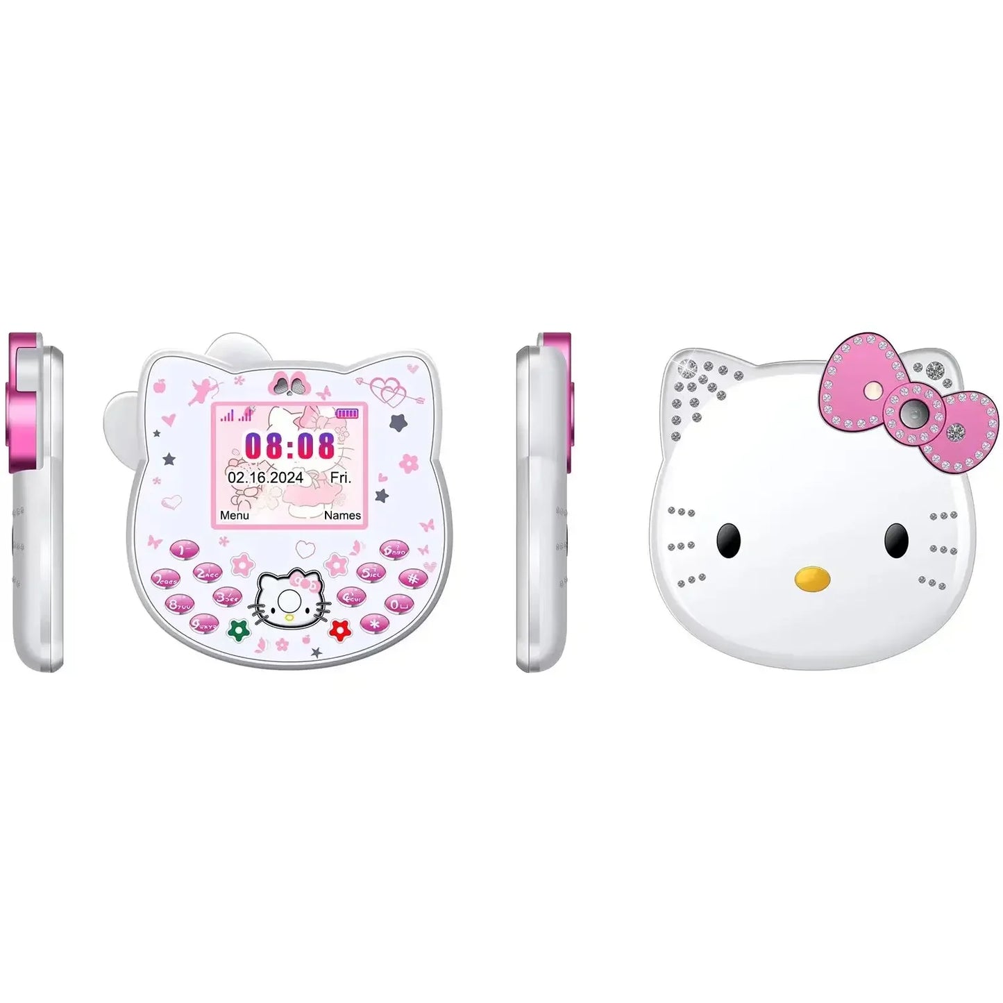 2024Hot Sanrio Hello Kitty Kawaii Mini Flip Phone I68 Girl Mobile Phone Student Anime Phone Music Mobile Phone Kid Birthday Gift