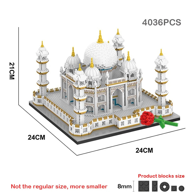 4036PCS MOC City Mini Bricks Taj Mahal World Famous Architecture Micro Model India Building Blocks Creative Sets Kids Toys