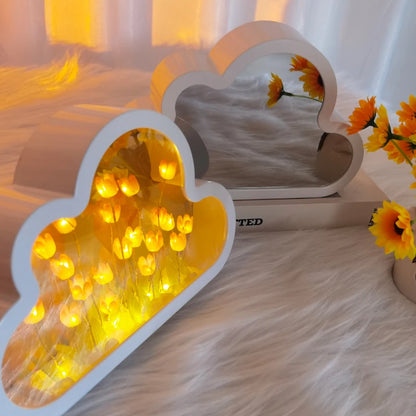 Tulip Light Cloud Mirror Table Lamps Lights Tulips Floral Lamp Nightlight DIY Material Accessories Decorations Wedding Gift